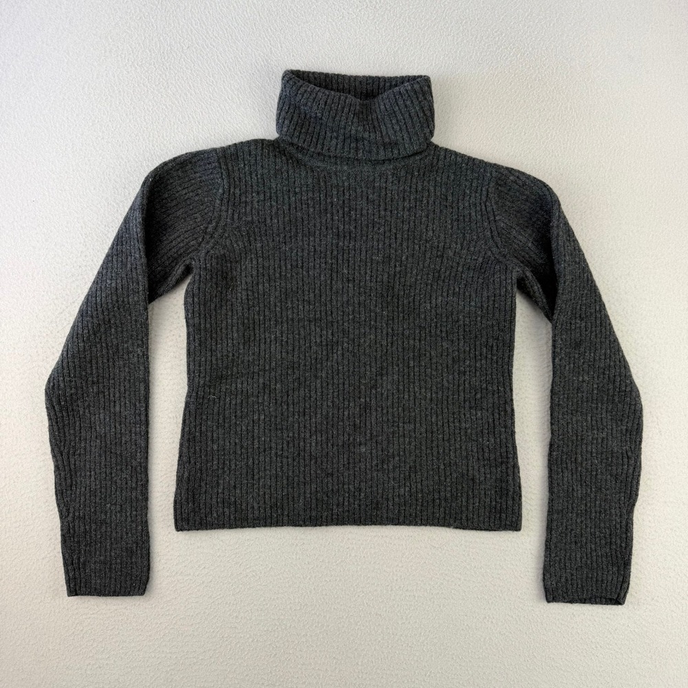 Vintage City DKNY‎ Turtleneck Sweater Women S Charcoal Ribbed Wool Preppy Y2K